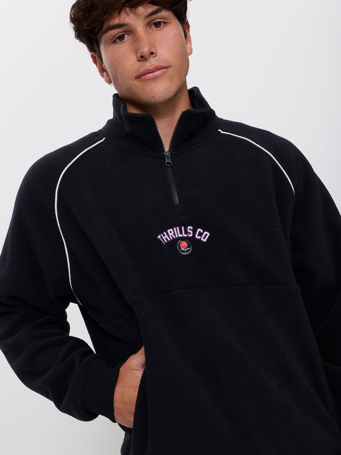 Tournament Of Roses Quarter Zip Polar Cropped Fleece - Washed Black XS