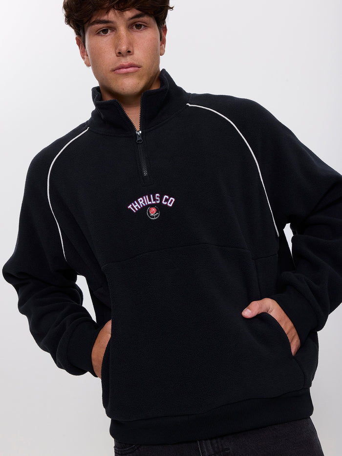 Tournament Of Roses Quarter Zip Polar Cropped Fleece - Washed Black XS