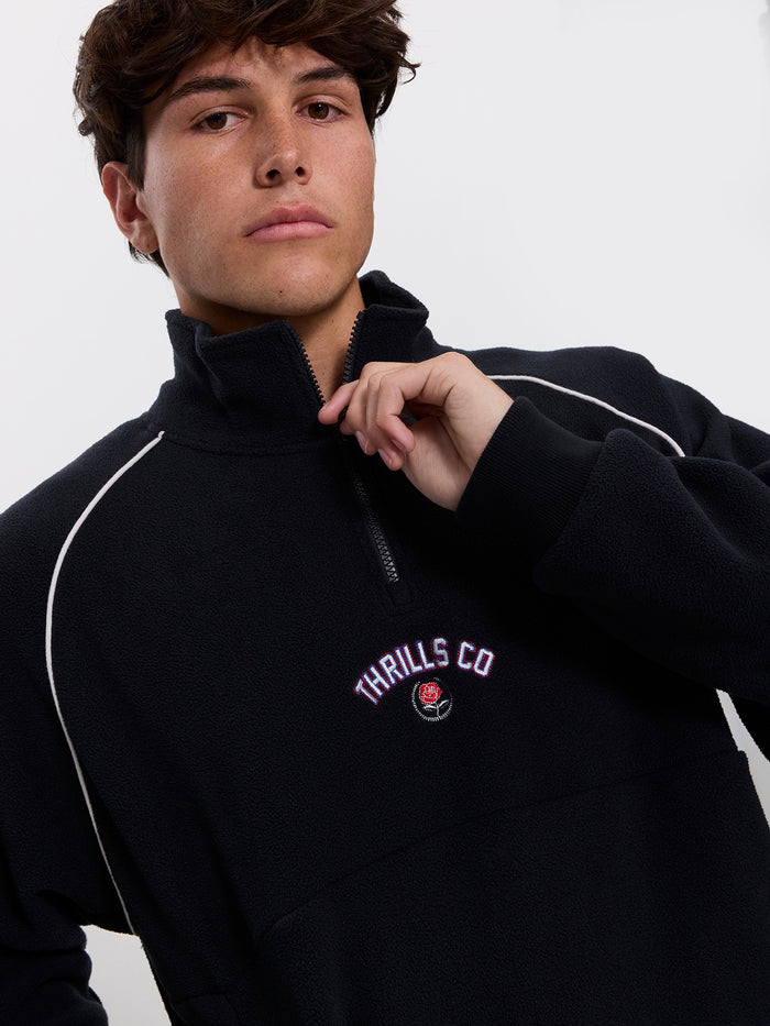 Tournament Of Roses Quarter Zip Polar Cropped Fleece - Washed Black XS