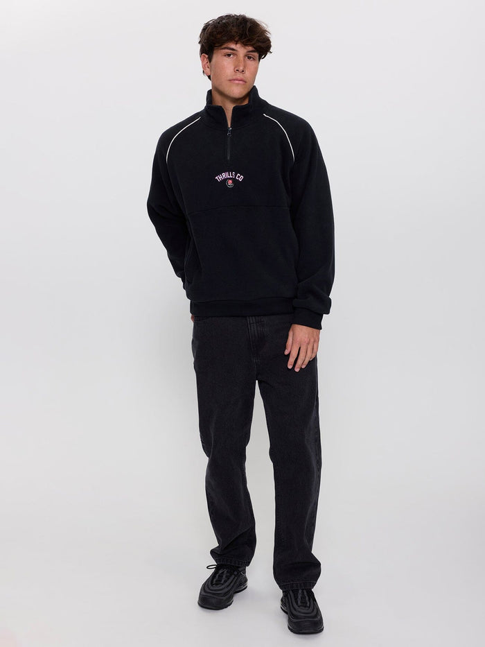 Tournament Of Roses Quarter Zip Polar Cropped Fleece - Washed Black XS