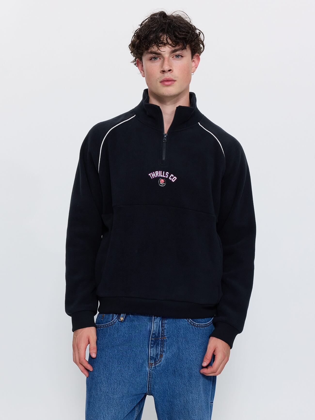 Tournament Of Roses Quarter Zip Polar Cropped Fleece - Washed Black XS