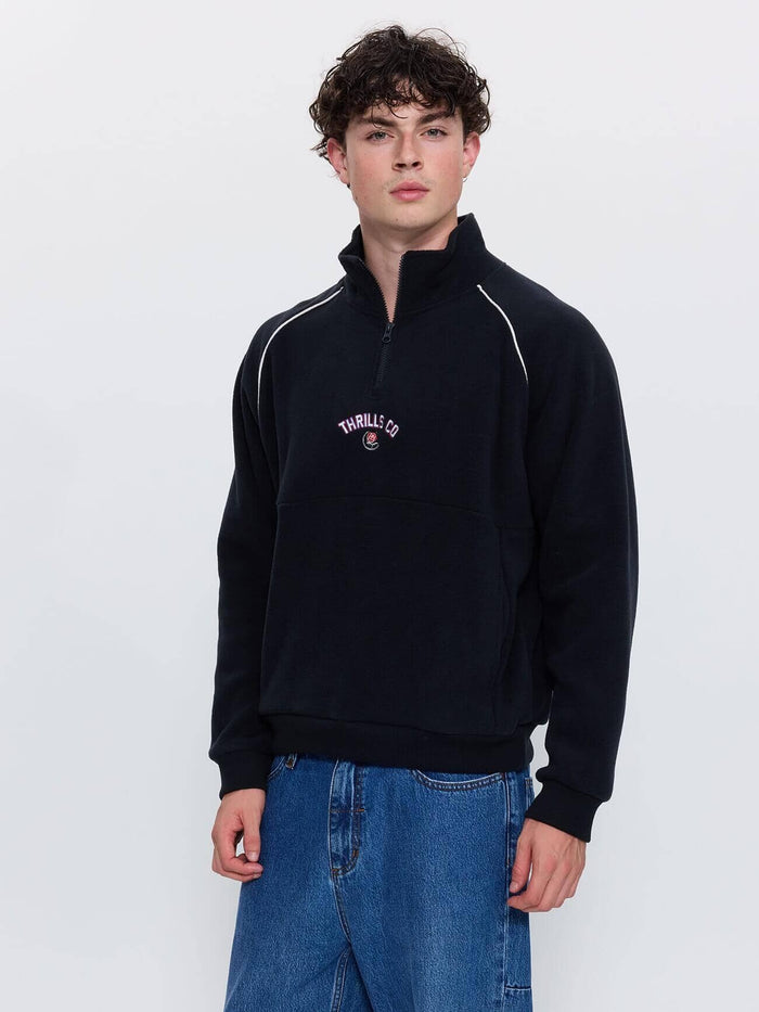 Tournament Of Roses Quarter Zip Polar Cropped Fleece - Washed Black XS