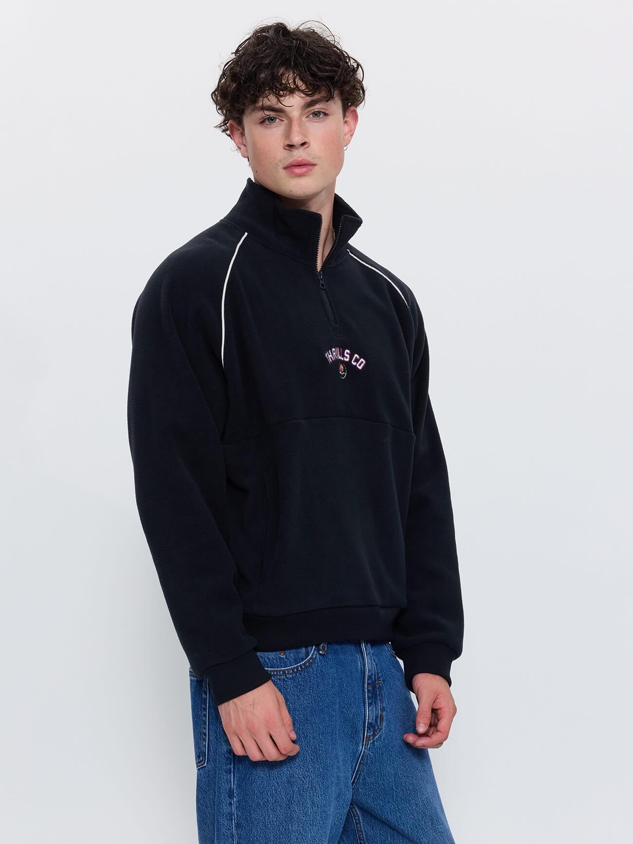 Tournament Of Roses Quarter Zip Polar Cropped Fleece - Washed Black XS