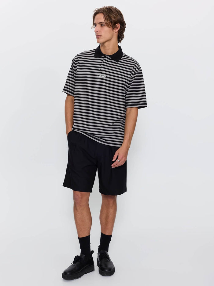 Shattered Stripe Box Crop Polo - Grey Stripe XS