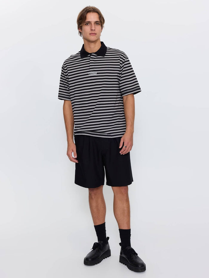 Shattered Stripe Box Crop Polo - Grey Stripe XS