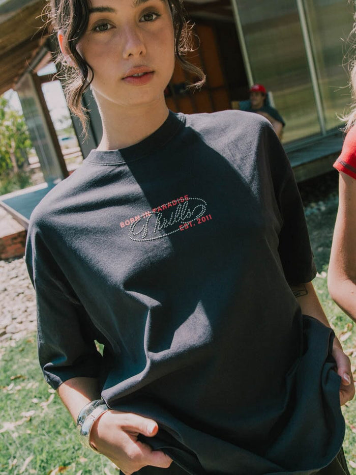 Chaos Reigns Oversized Tee - Washed Black