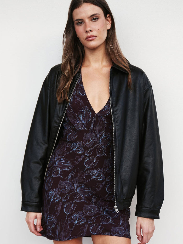 Oracle Floral Halter Mini Dress - Deep Plum