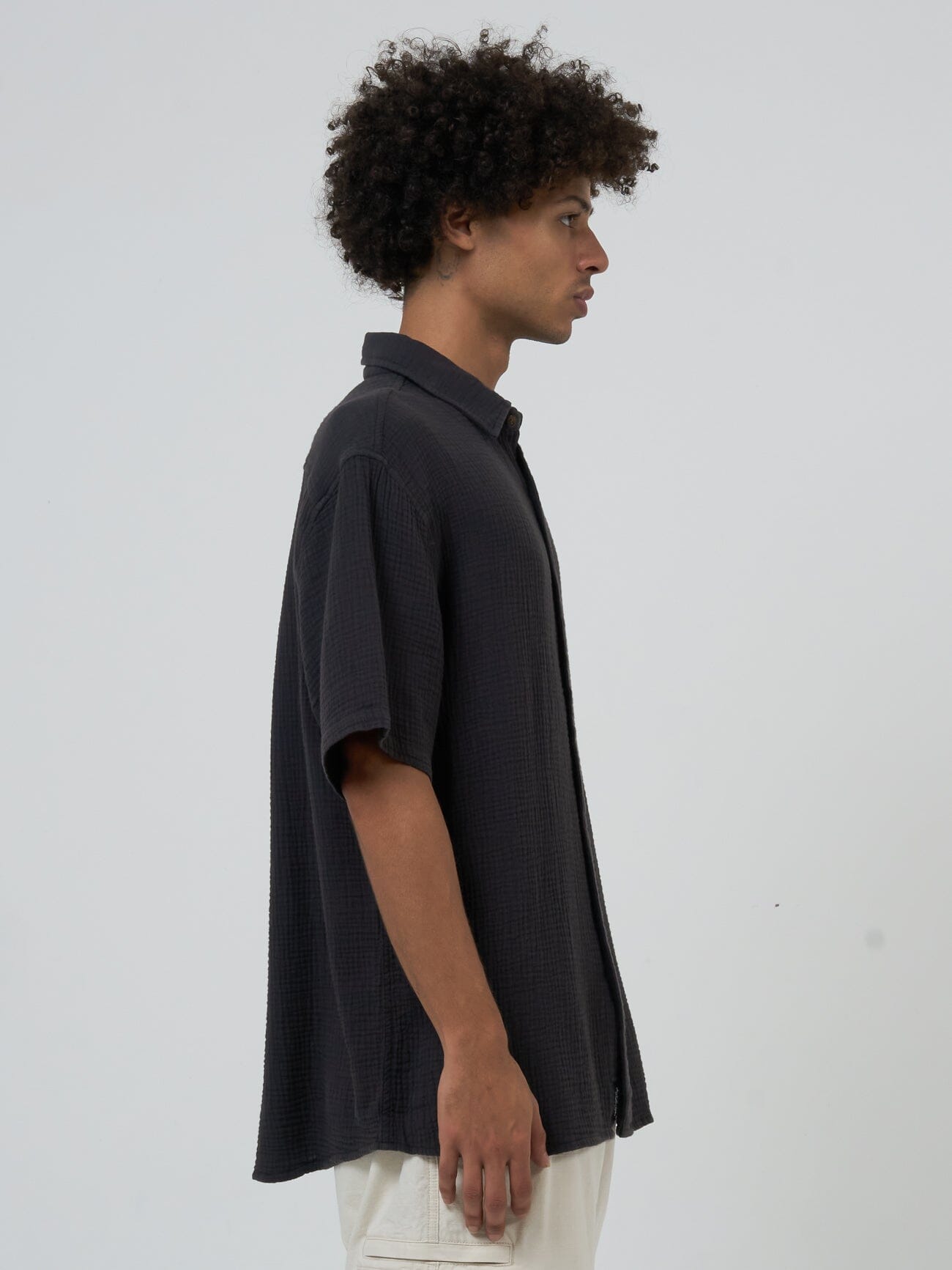 Minimal Thrills Seersucker Short Sleeve Shirt - Merch Black