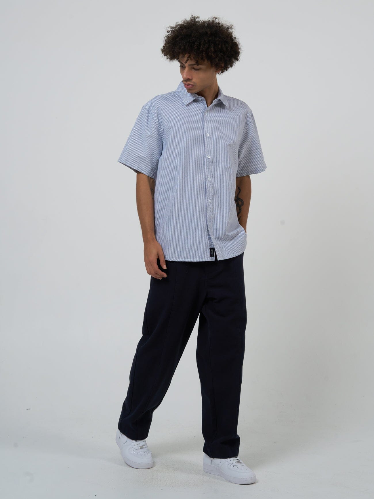 Proper Short Sleeve Shirt - Total Eclipse Stripe