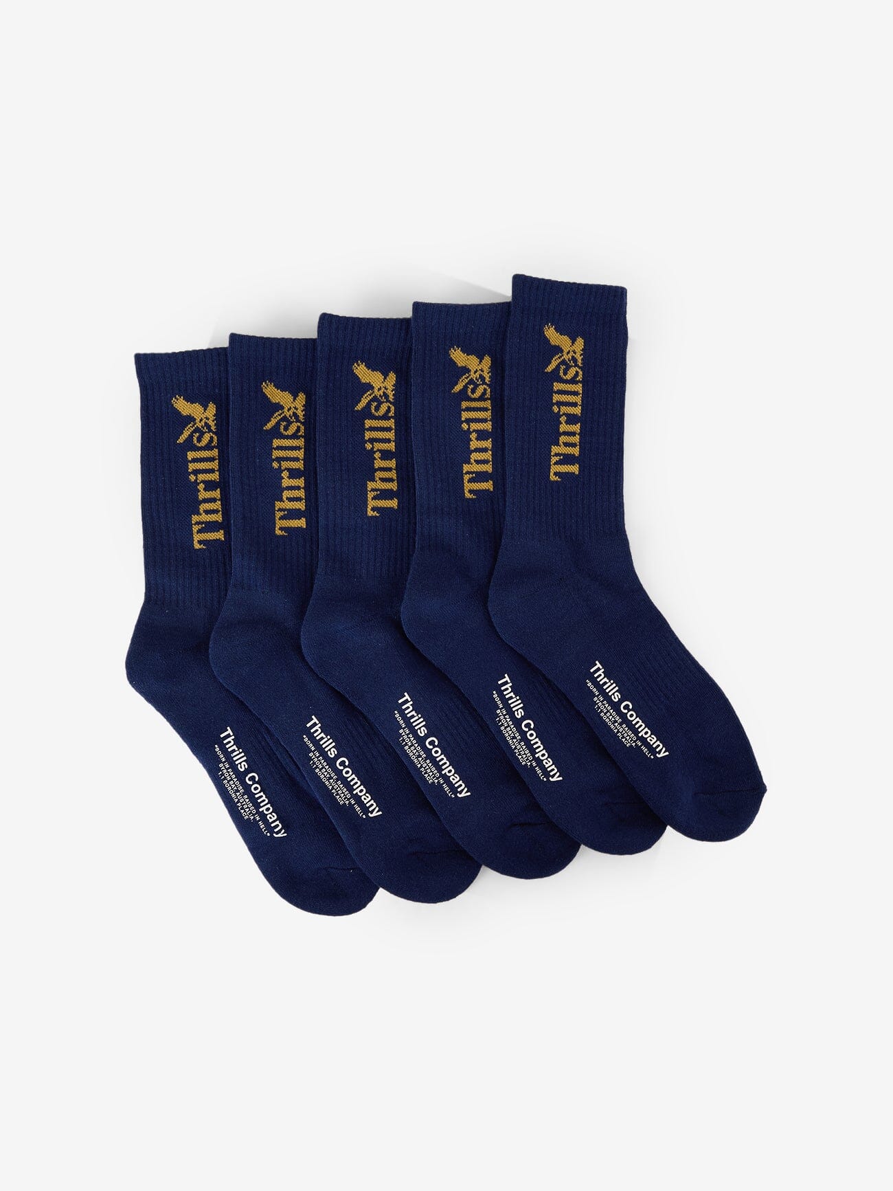 Thrills Workwear 5 Pack Sock - Estate Blue One Size