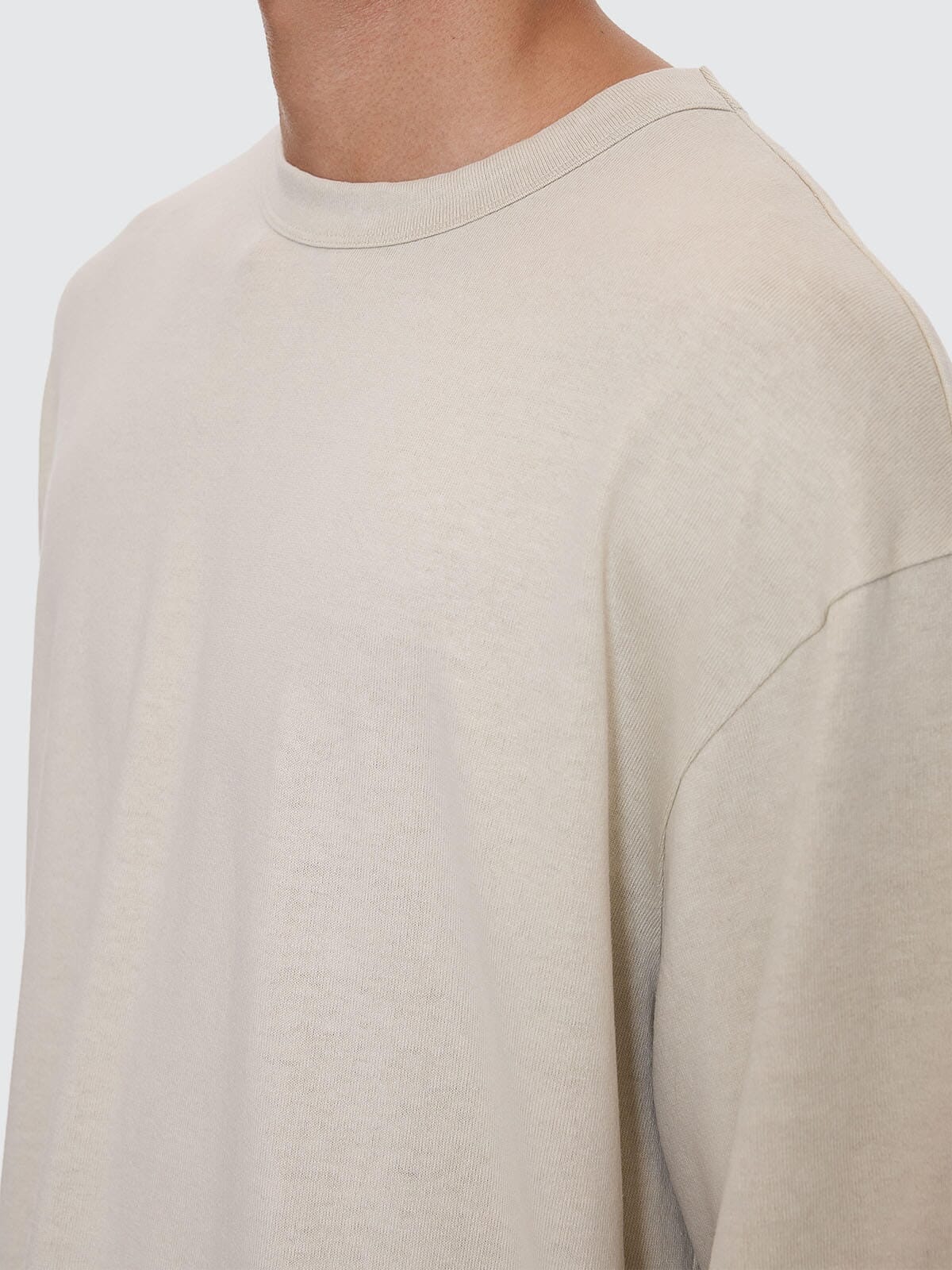 Hemp Thrills Embro Contrast Stitch Box Fit Oversize Cropped Tee - Oatmeal XS