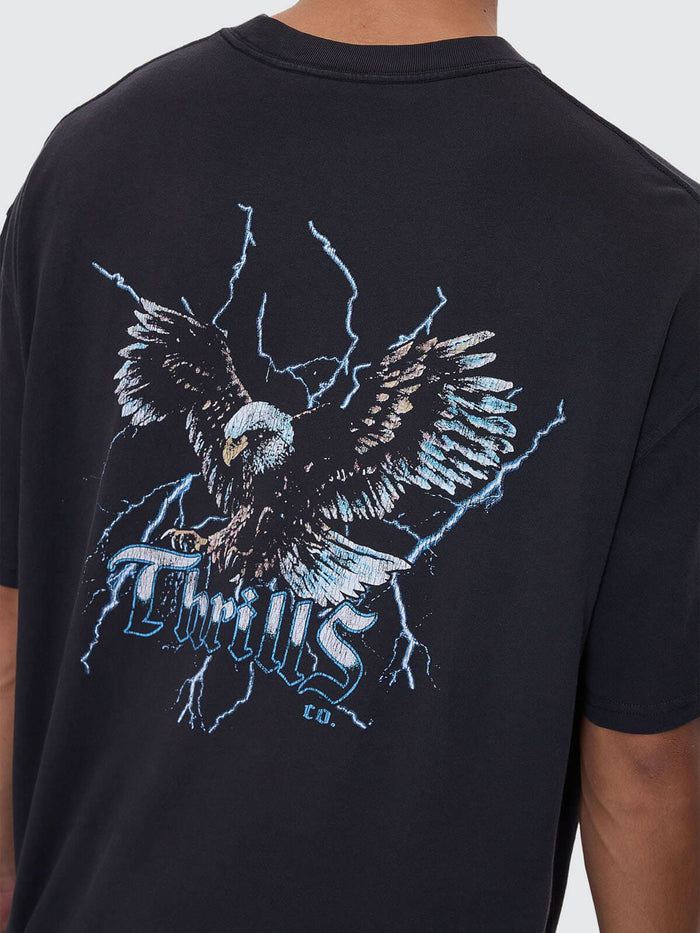 Run For The Hills Box Fit Oversize Tee - Washed Black XS