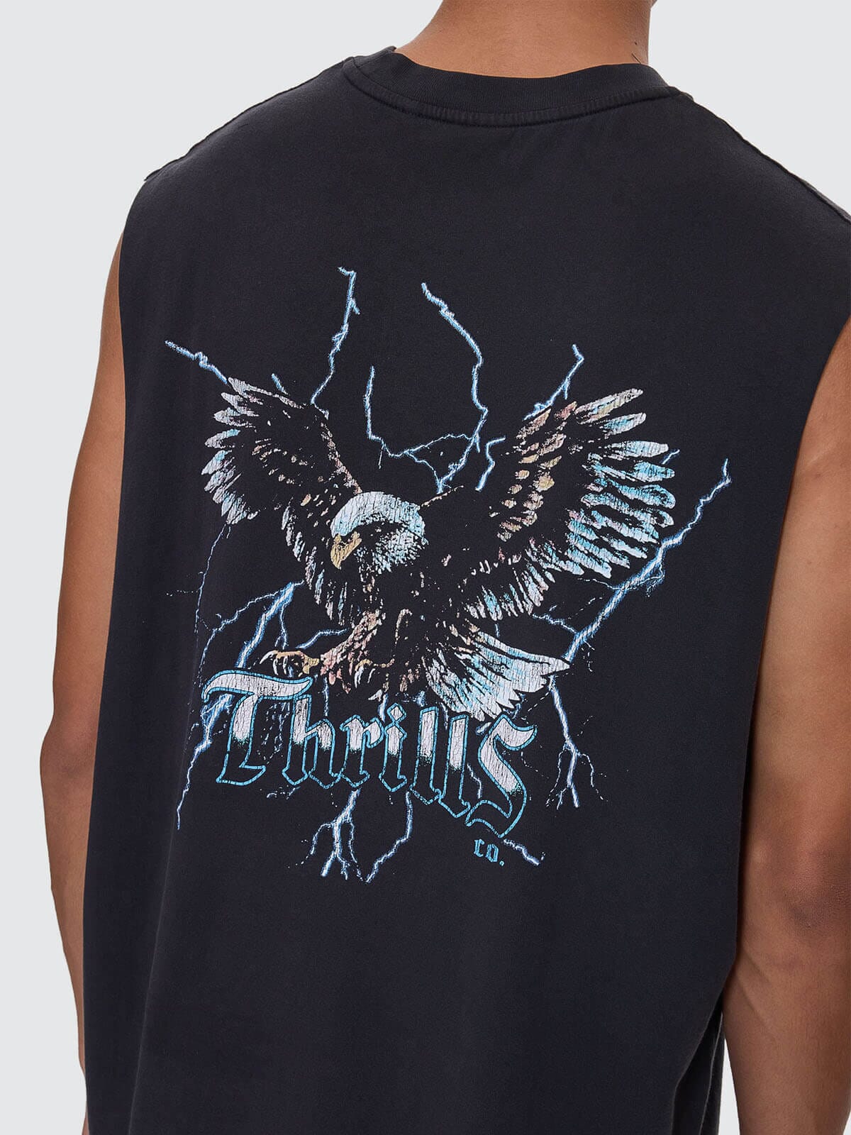 Run For The Hills Box Fit Oversize Muscle Tee - Washed Black XS