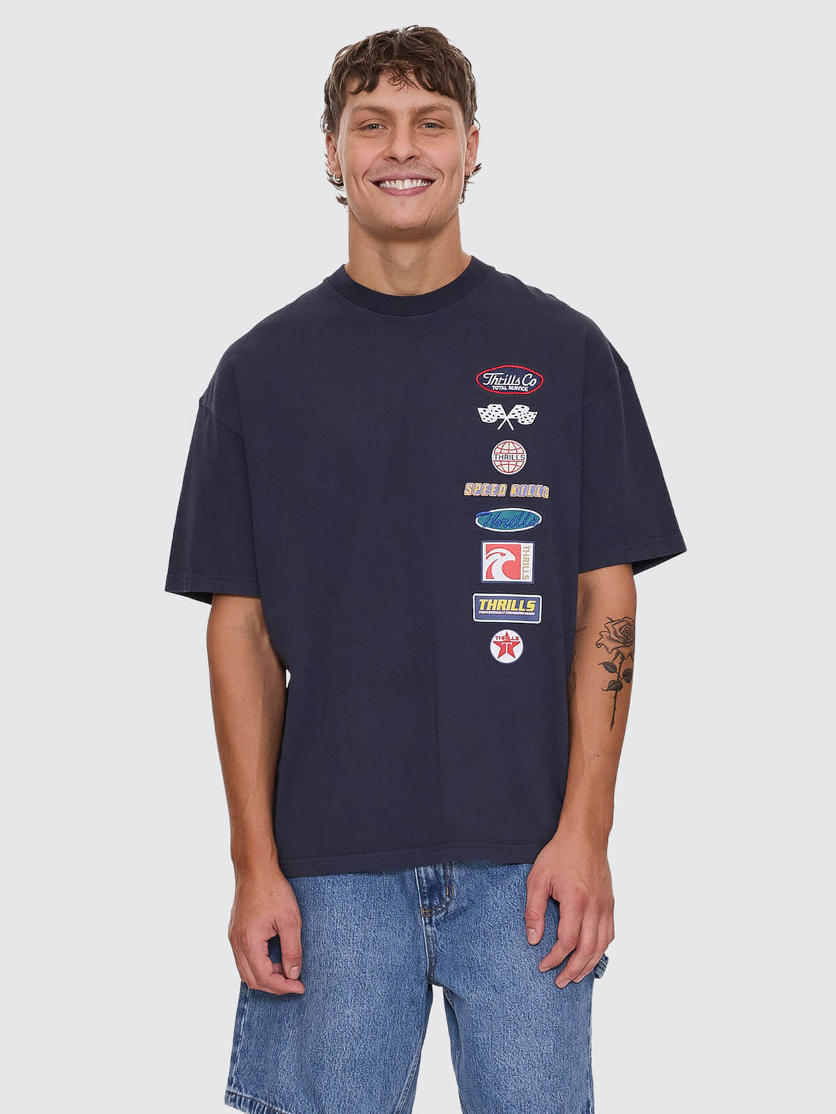 Total Service Stacked Box Fit Oversize Tee - Total Eclipse XS
