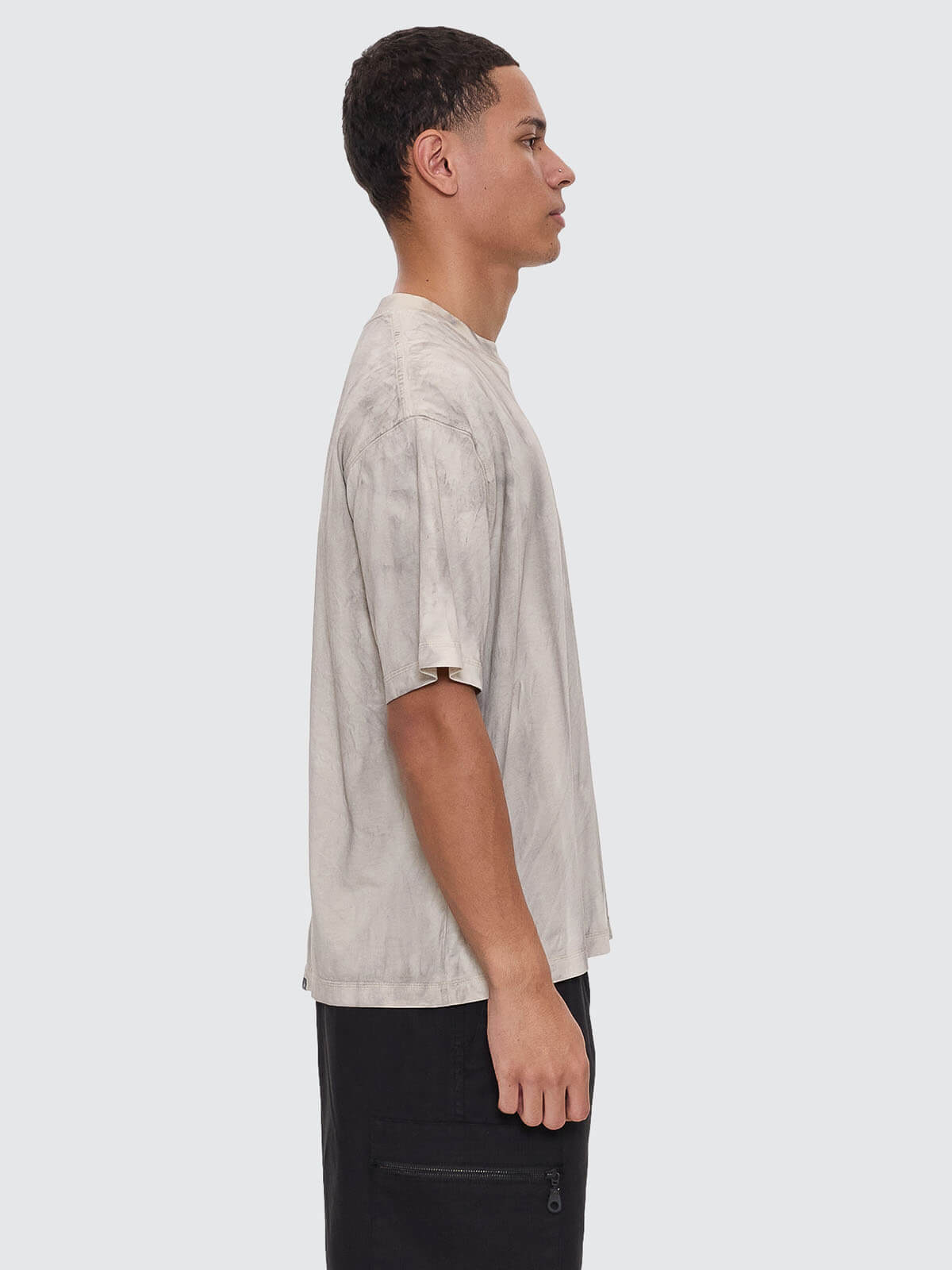 Cut & Shattered Box Fit Oversize Cropped Tee - Marble Heritage White XS