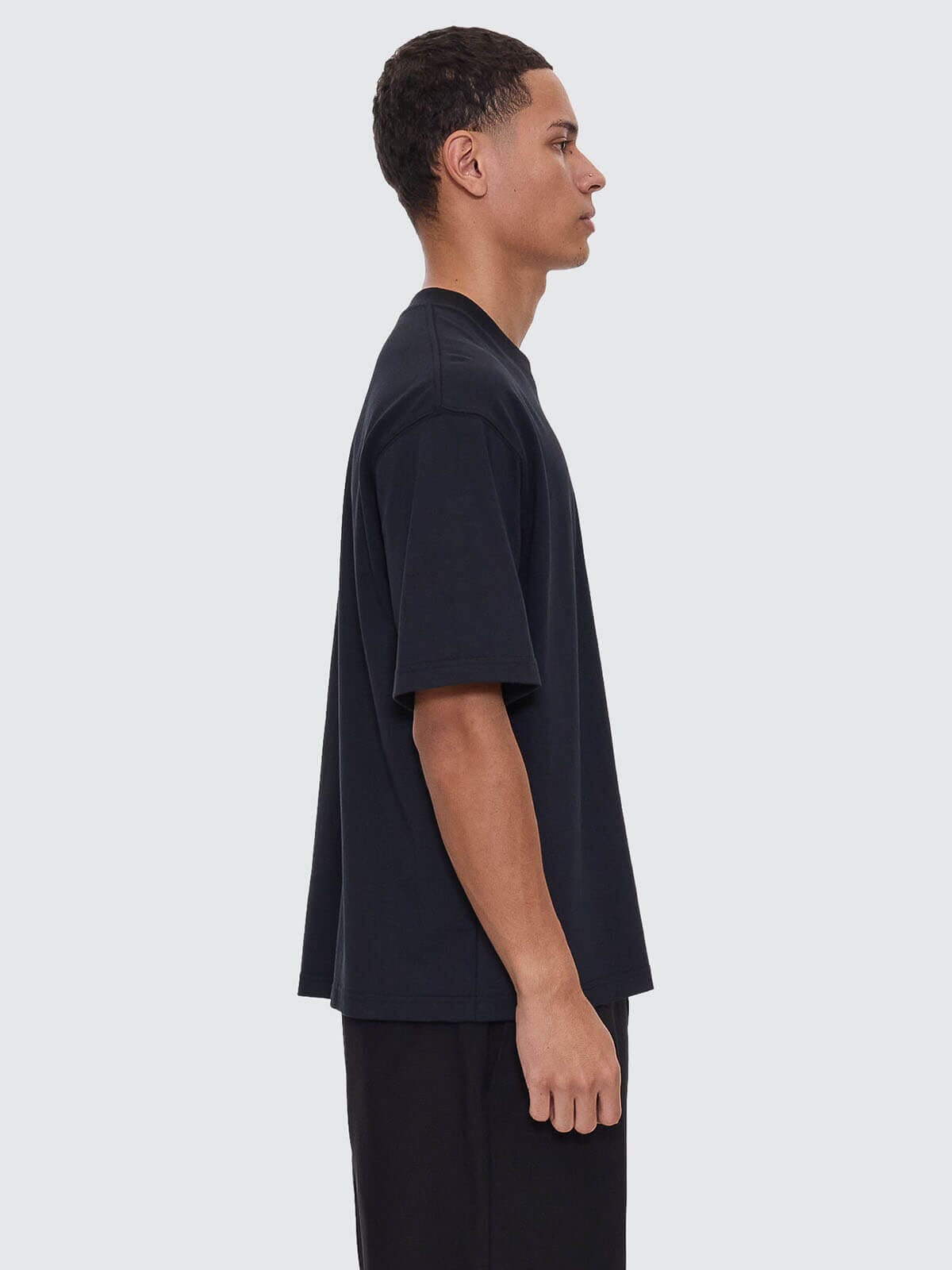 Cut & Shattered Box Fit Oversize Cropped Tee - Faded Black XS
