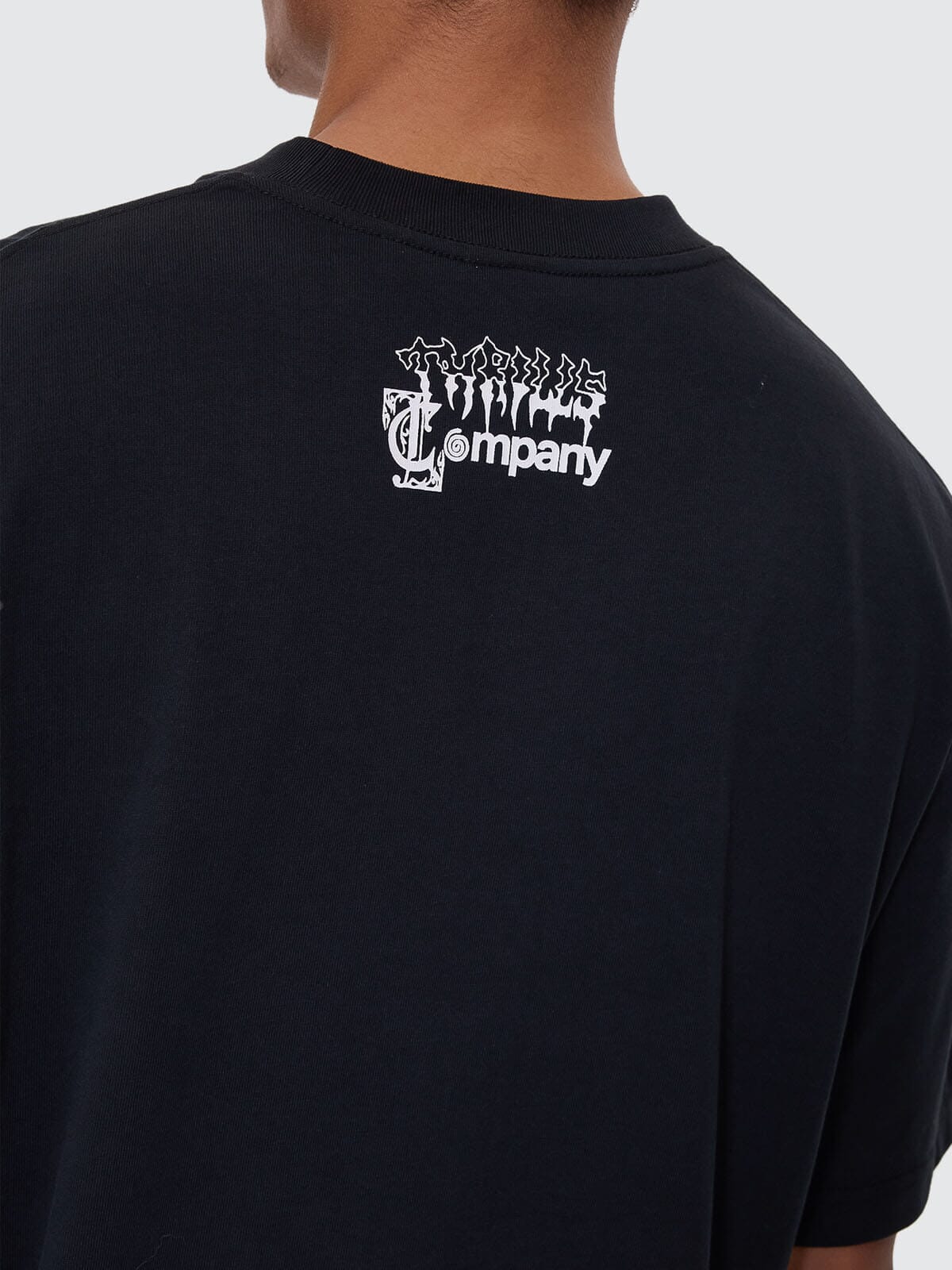 Cut & Shattered Box Fit Oversize Cropped Tee - Faded Black XS