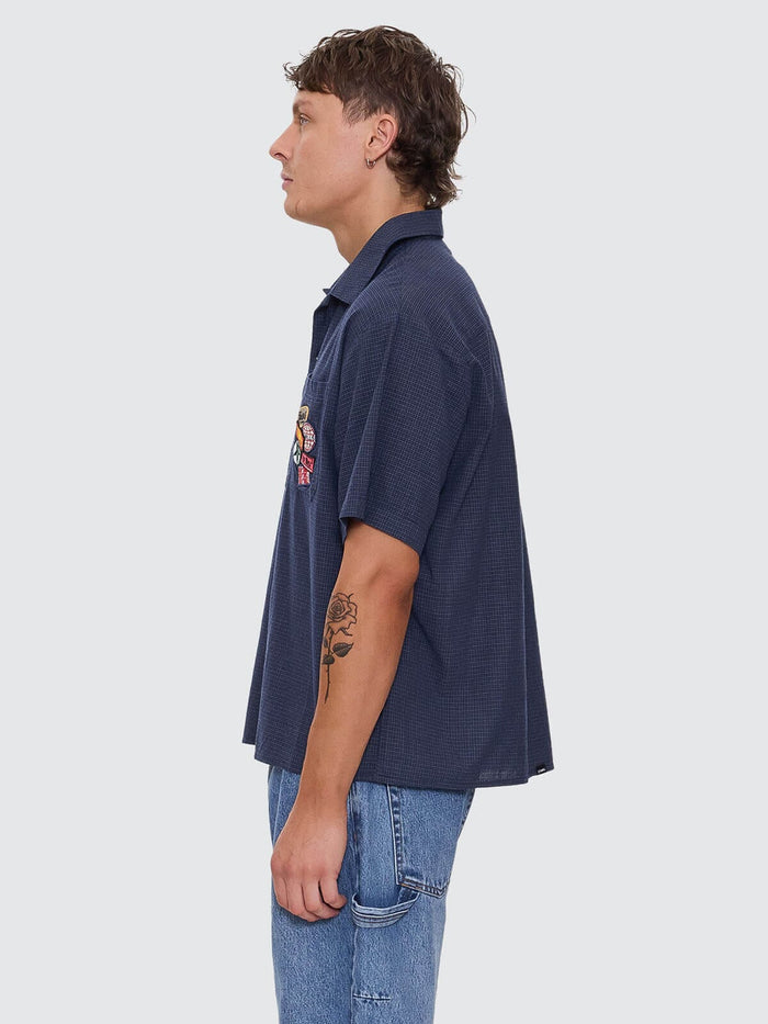 Total Service Cropped Short Sleeve Work Shirt - Dark Royal XS