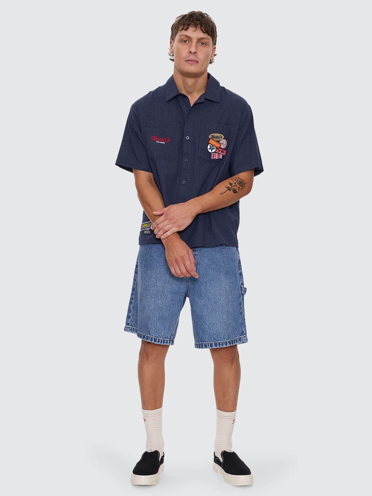 Total Service Cropped Short Sleeve Work Shirt - Dark Royal XS