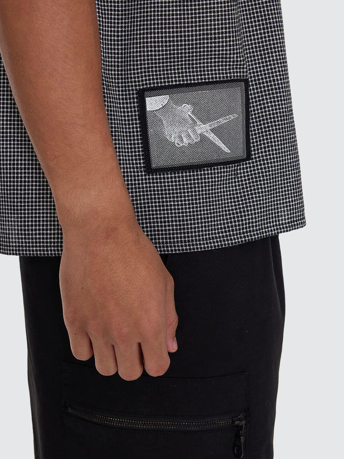 Cut & Shattered Cropped Short Sleeve Shirt - Black XS