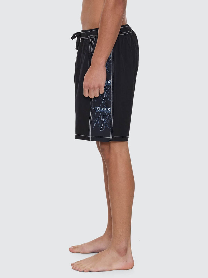 Run For The Hills Elastic Waist Boardshort - Black 28