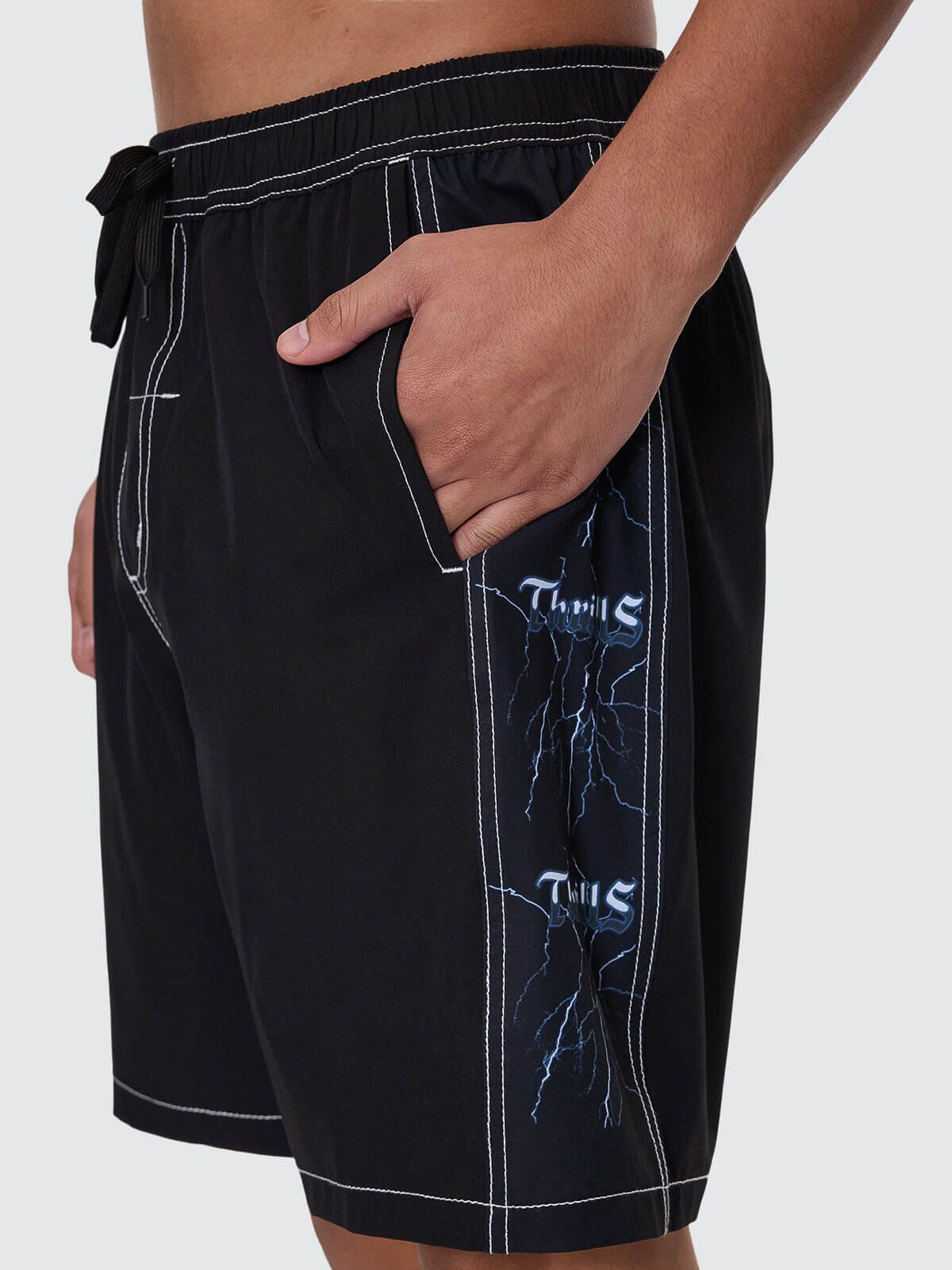 Run For The Hills Elastic Waist Boardshort - Black 28