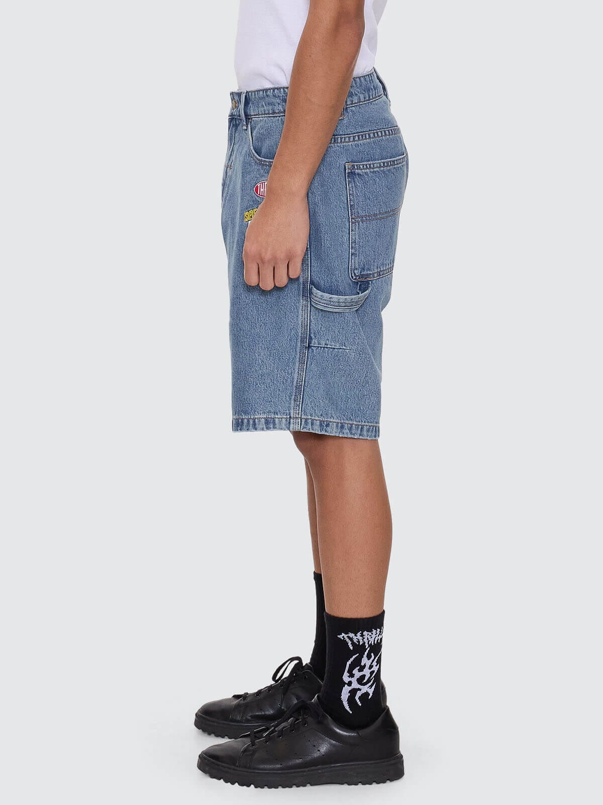 Total Service Mid Slacker Relaxed Long Denim Short - Trucker Blue 26