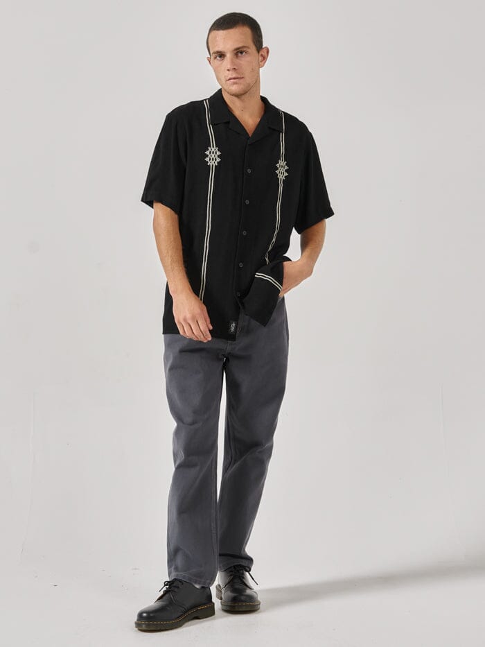 Enigma Bowling Shirt - Washed Black