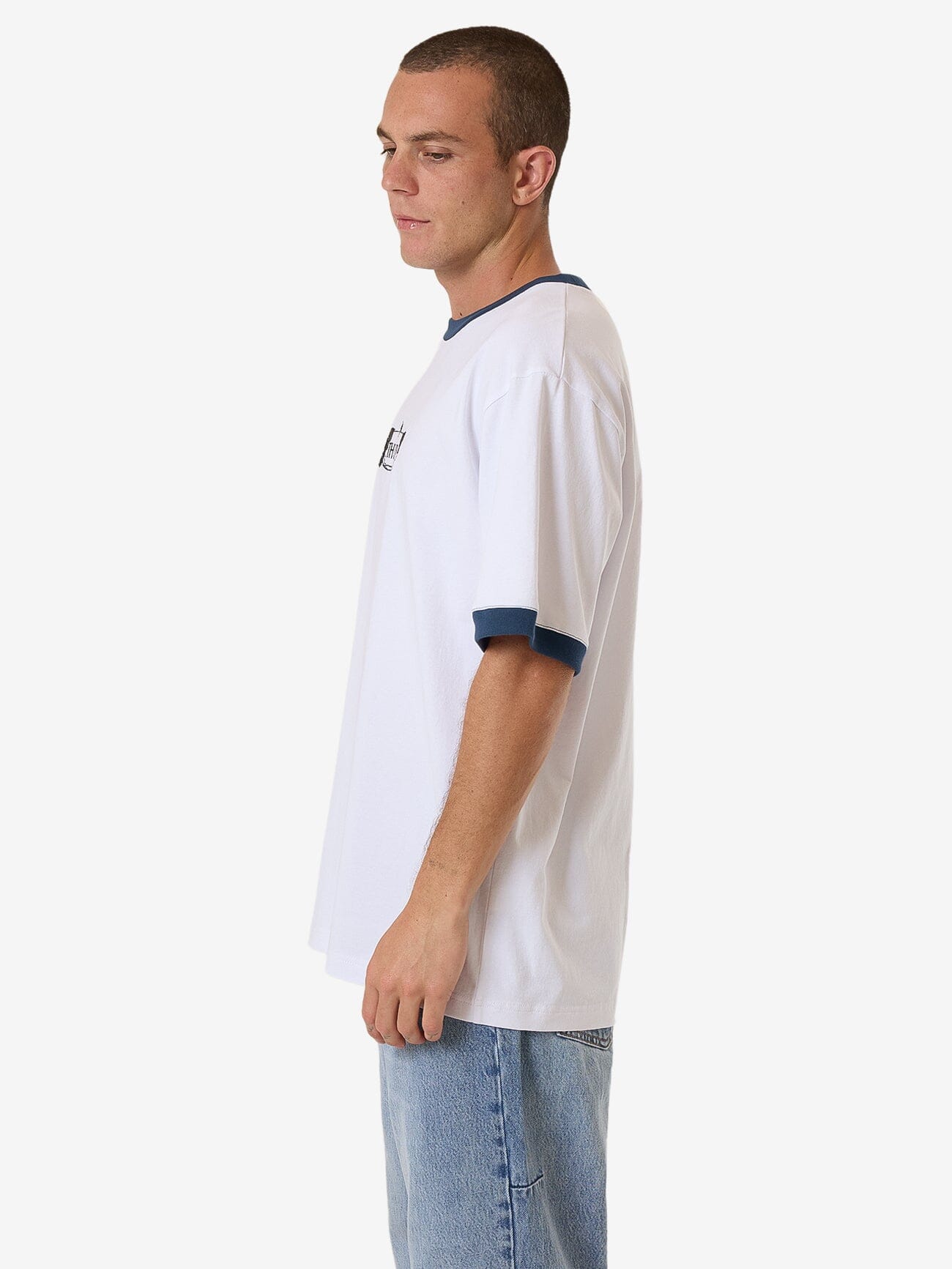 Garden State Oversize Fit Ringer Tee - White XS