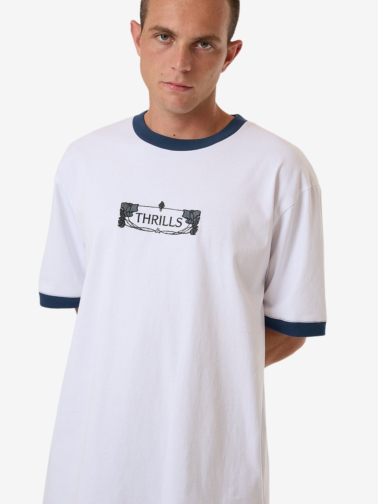 Garden State Oversize Fit Ringer Tee - White XS