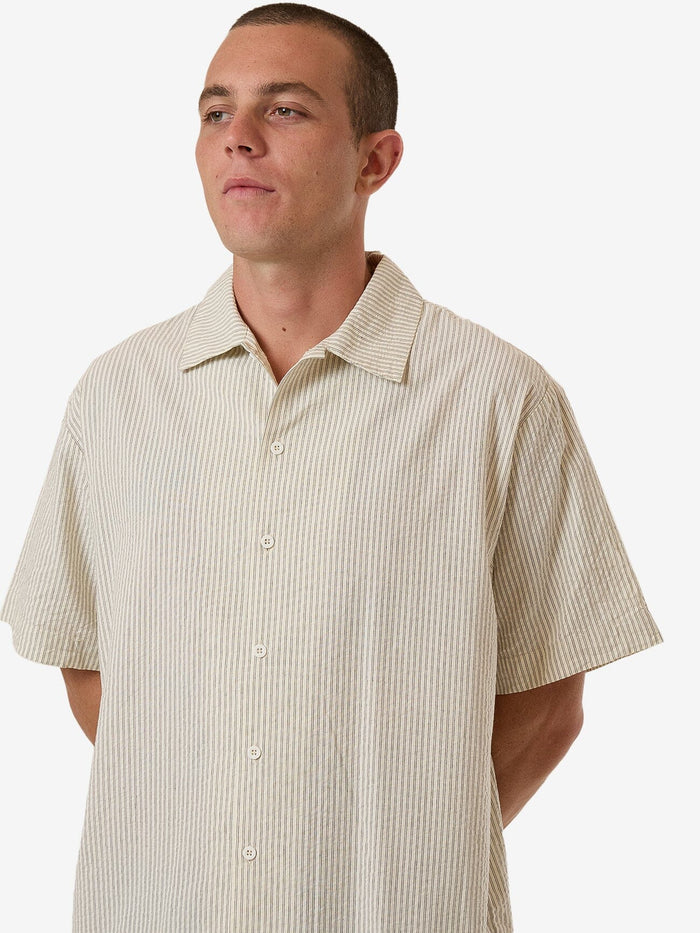 Thrills Union Short Sleeve Stripe Work Shirt - Grape Leaf XS