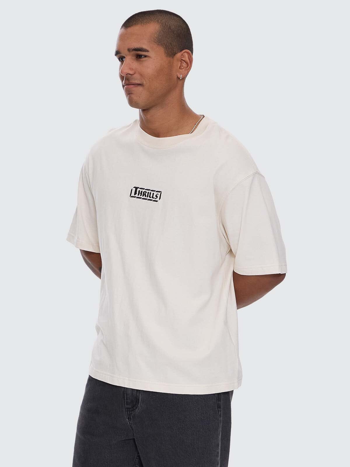 Calm State Embro Box Fit Oversize Cropped Tee - Unbleached XS