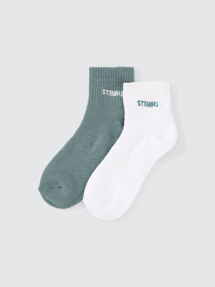 Minimal Thrills 2 Pack Sock - Green Coast - White