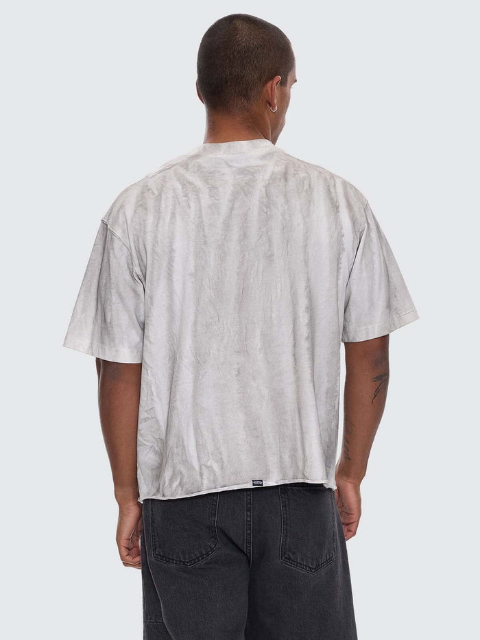 Arts Sunfade Box Fit Oversize Cropped Raw Hem Tee - Sunfade Bleach Charcoal XS
