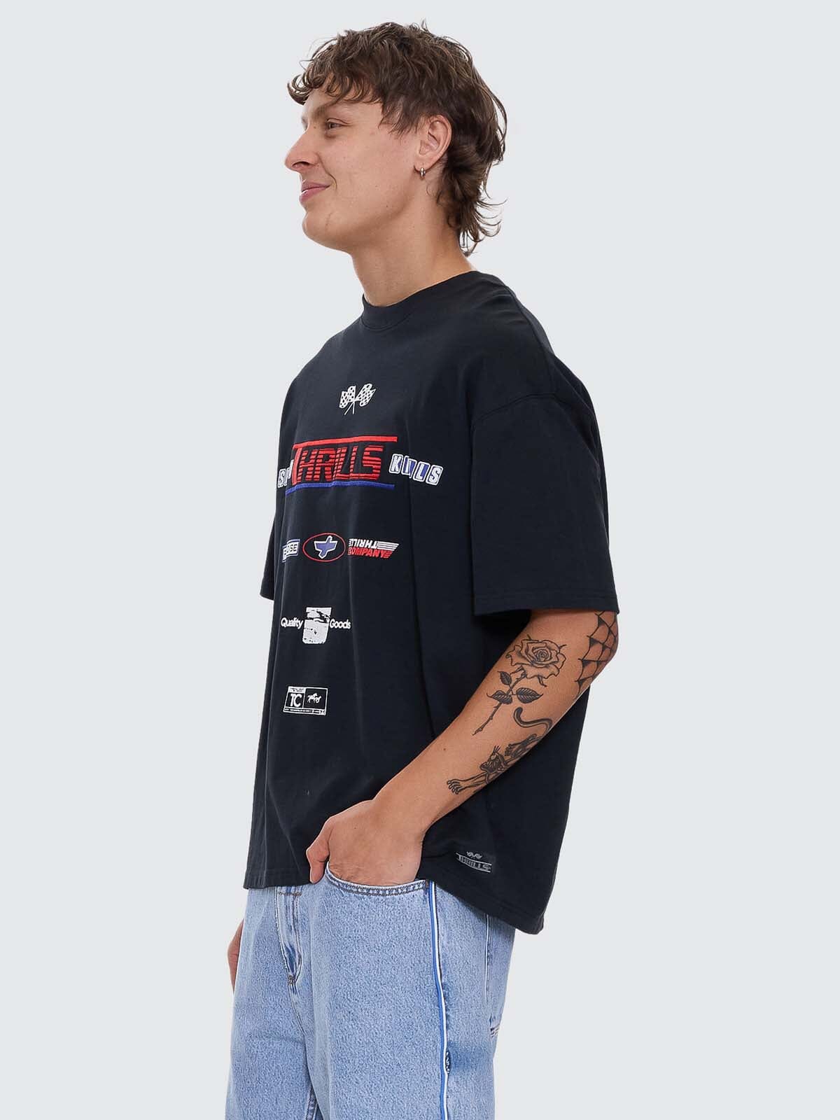Rapid Fire Box Fit Oversize Tee - Washed Black XS
