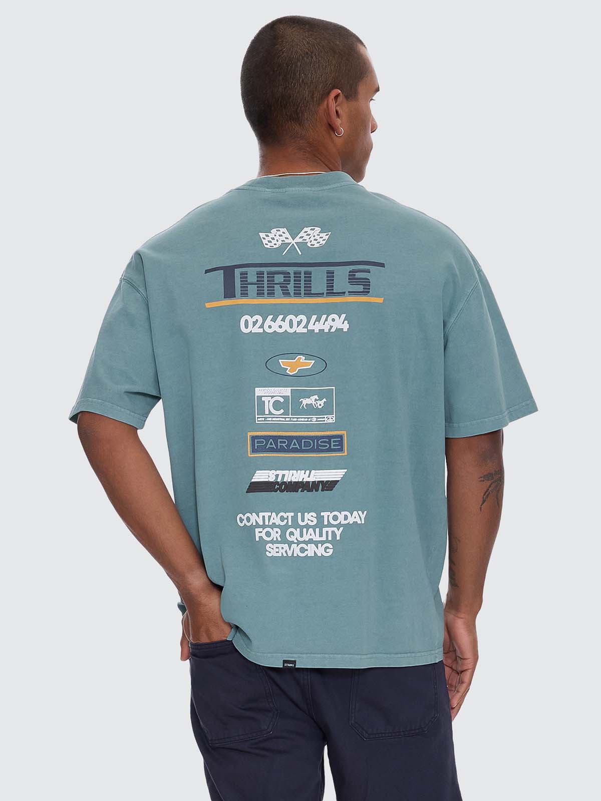 Rapid Fire Box Fit Oversize Tee - Green Coast XS