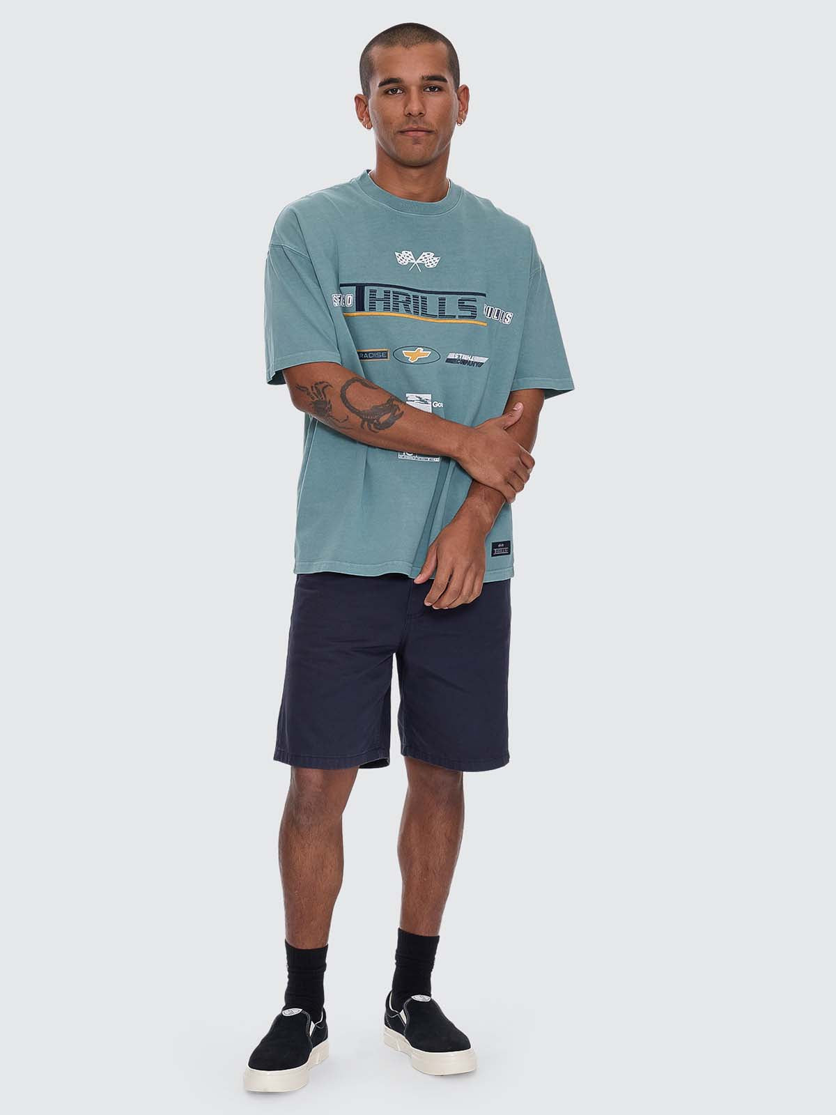 Rapid Fire Box Fit Oversize Tee - Green Coast XS