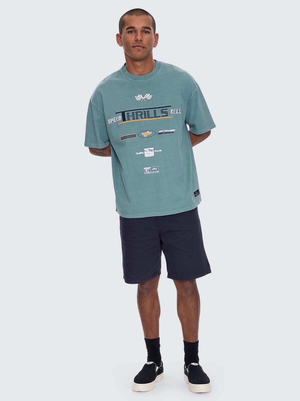 Rapid Fire Box Fit Oversize Tee - Green Coast XS