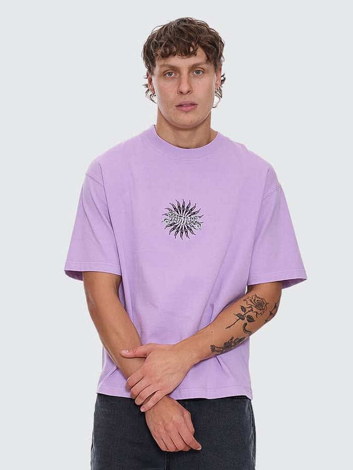 Peace Power Embro Box Fit Oversize Cropped Tee - Lupine XS