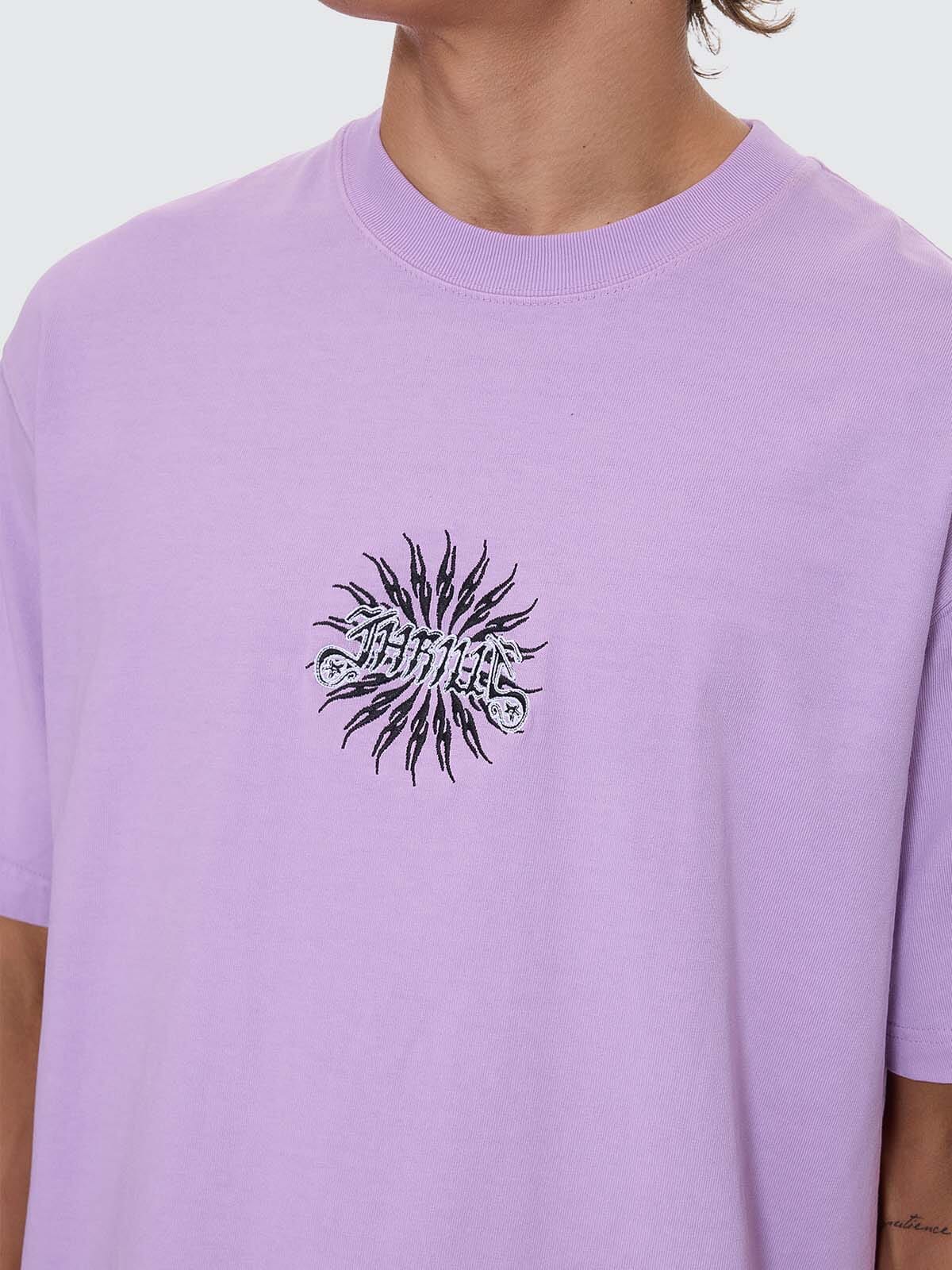 Peace Power Embro Box Fit Oversize Cropped Tee - Lupine XS