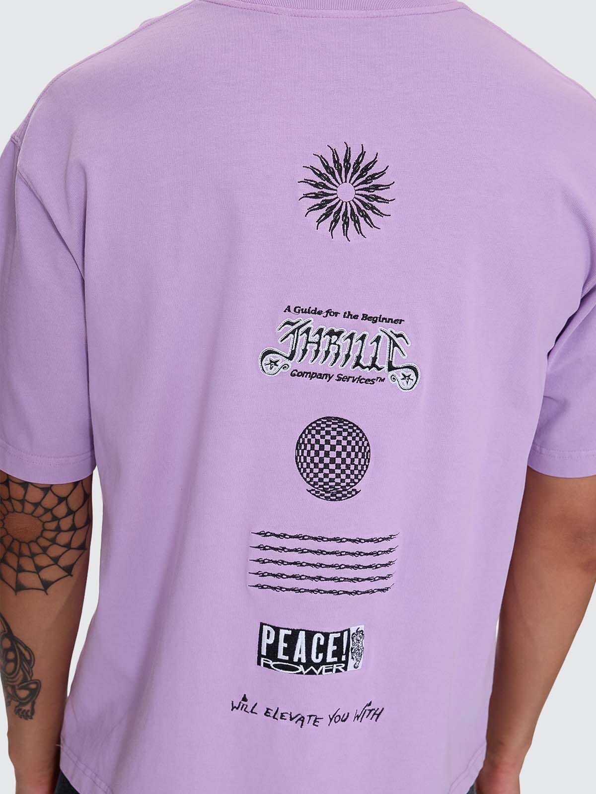 Peace Power Embro Box Fit Oversize Cropped Tee - Lupine XS