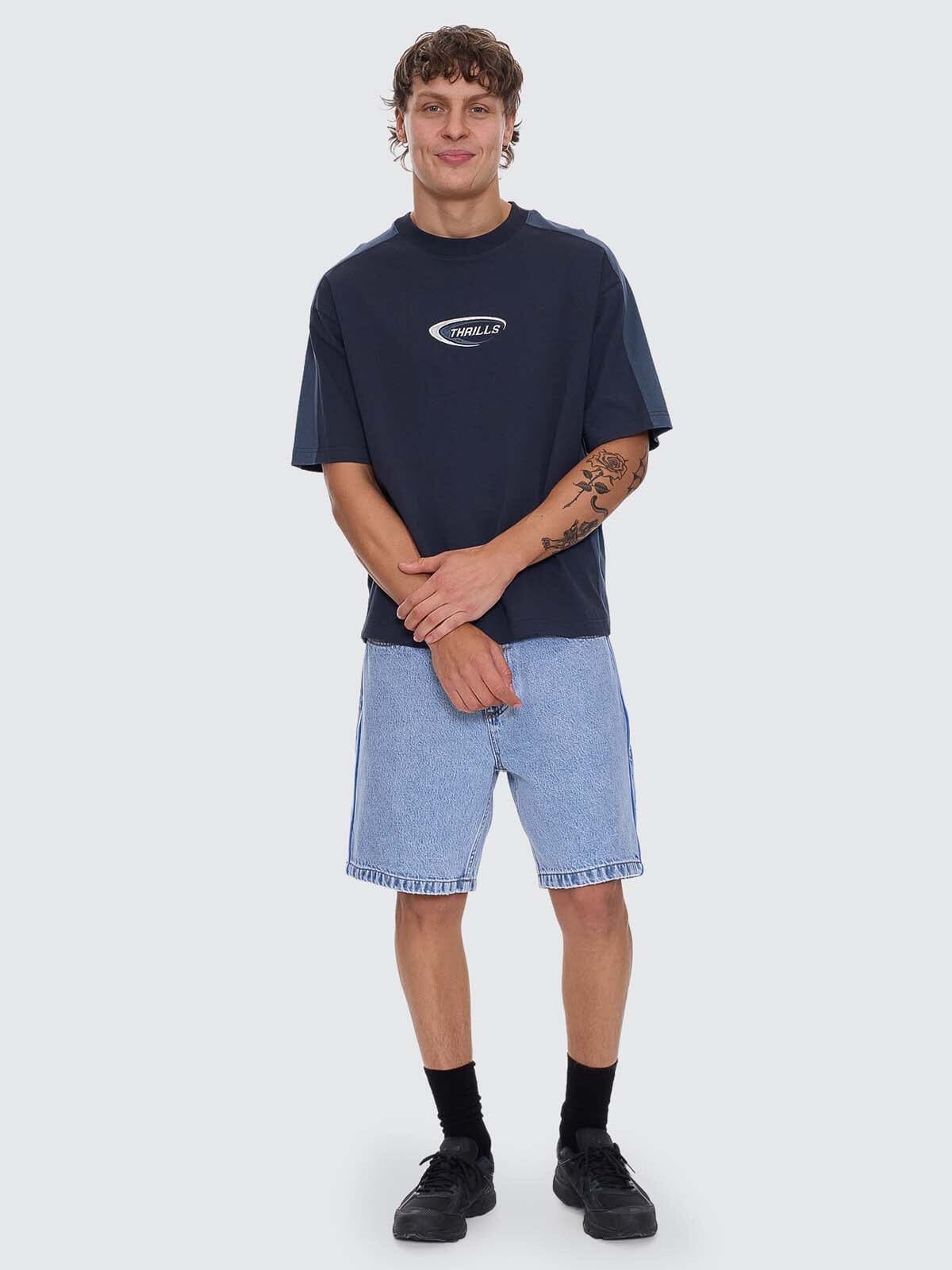Fusion Panel Box Fit Oversize Cropped Tee - Total Eclipse XS