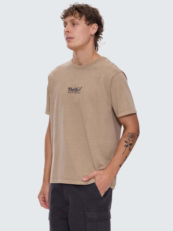 Thrills Workwear Embro Merch Fit Tee - Sand XS
