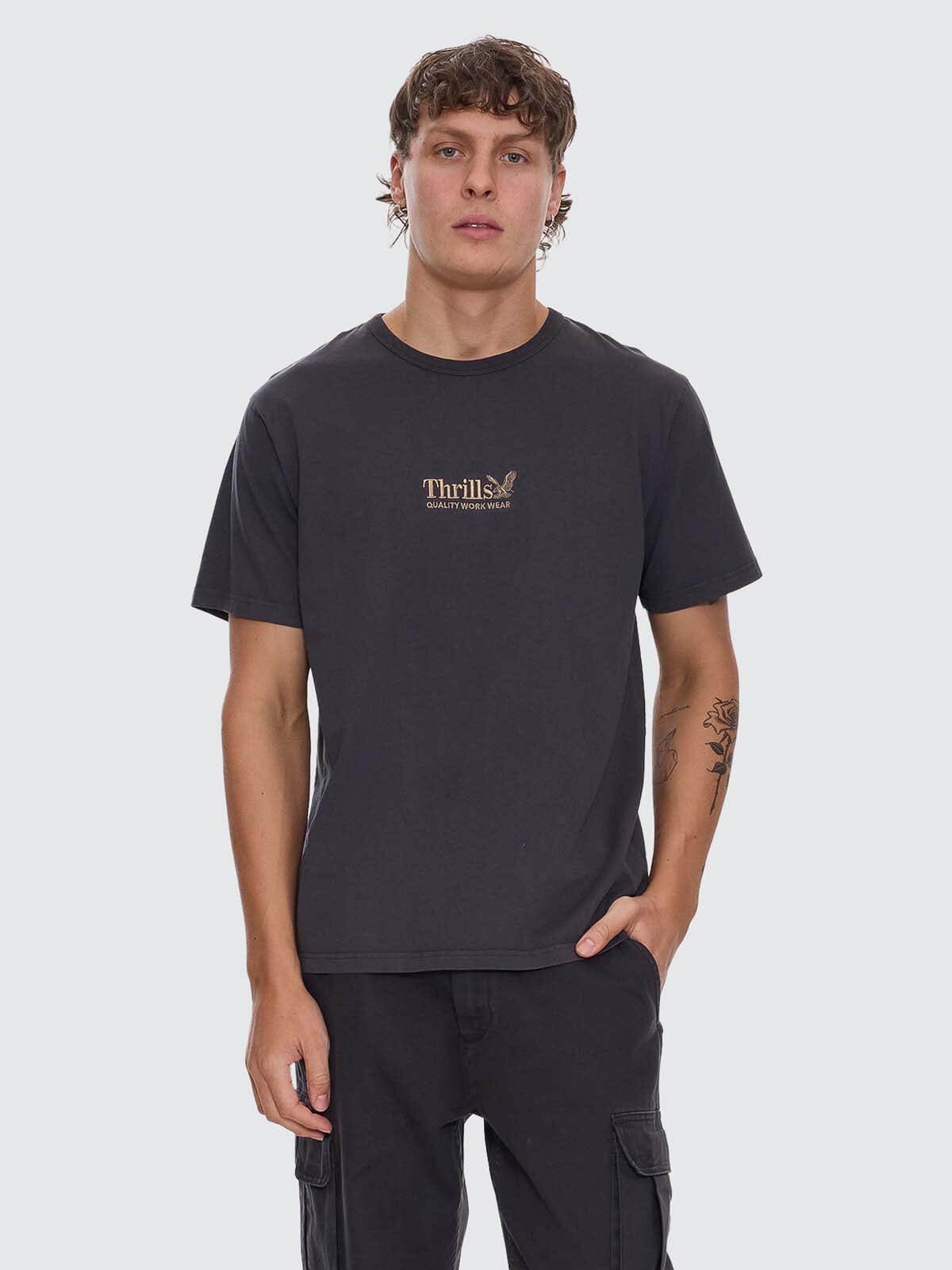Thrills Workwear Embro Merch Fit Tee - Dark Charcoal XS