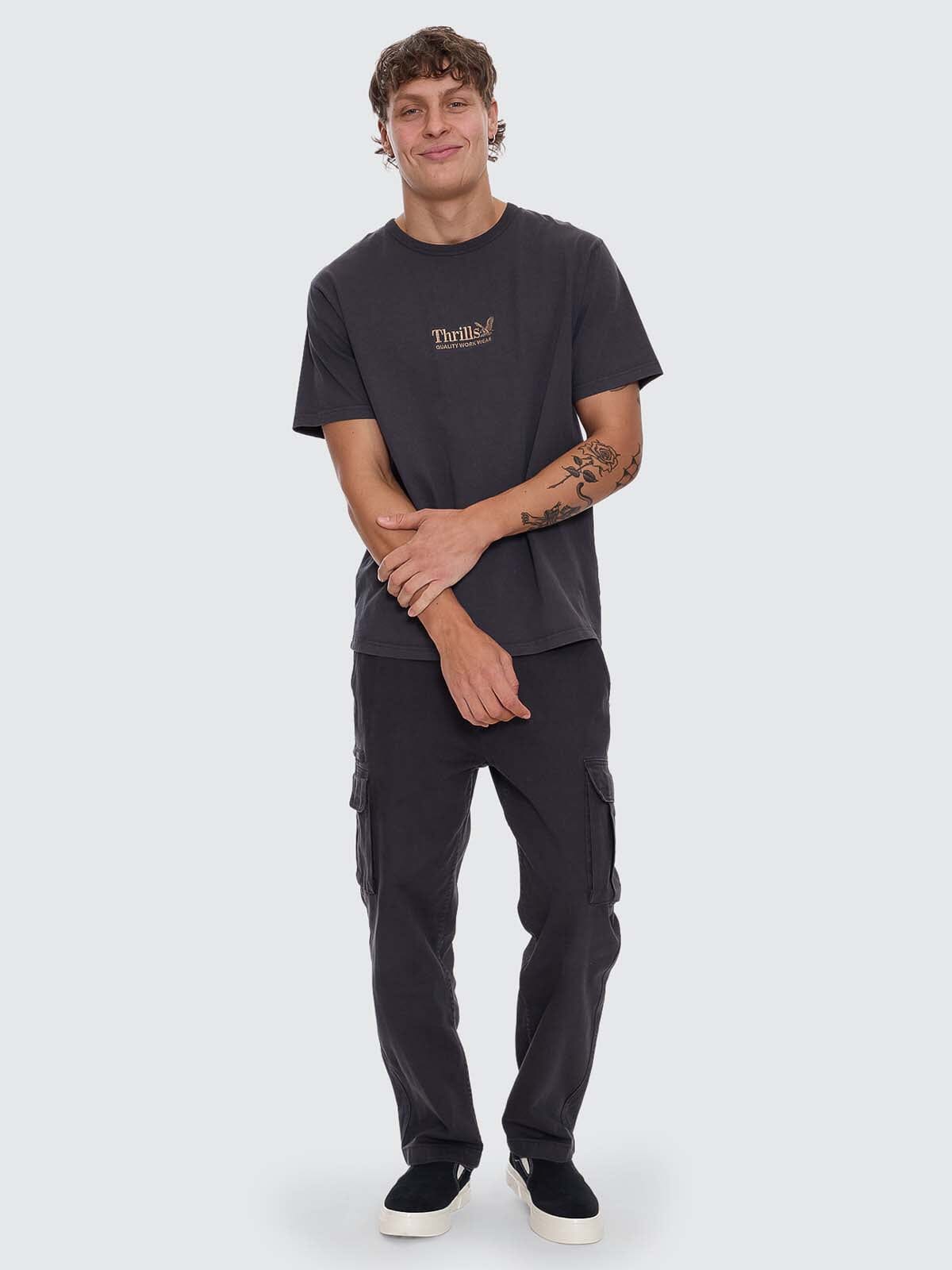Thrills Workwear Embro Merch Fit Tee - Dark Charcoal XS