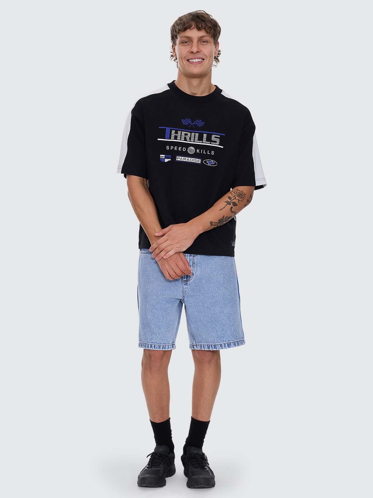 Rapid Fire Panel Box Fit Oversize Cropped Tee - Black XS