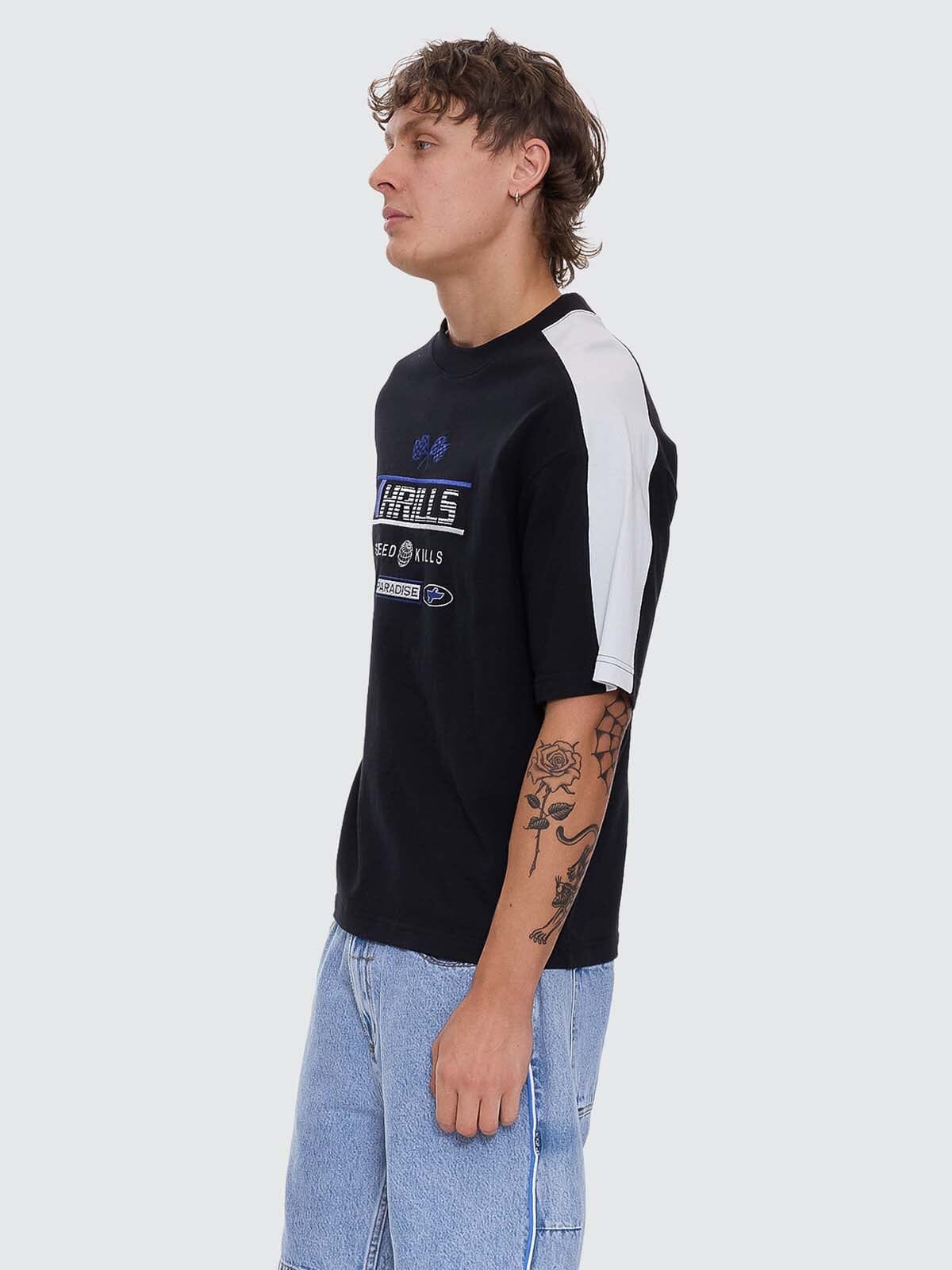 Rapid Fire Panel Box Fit Oversize Cropped Tee - Black XS