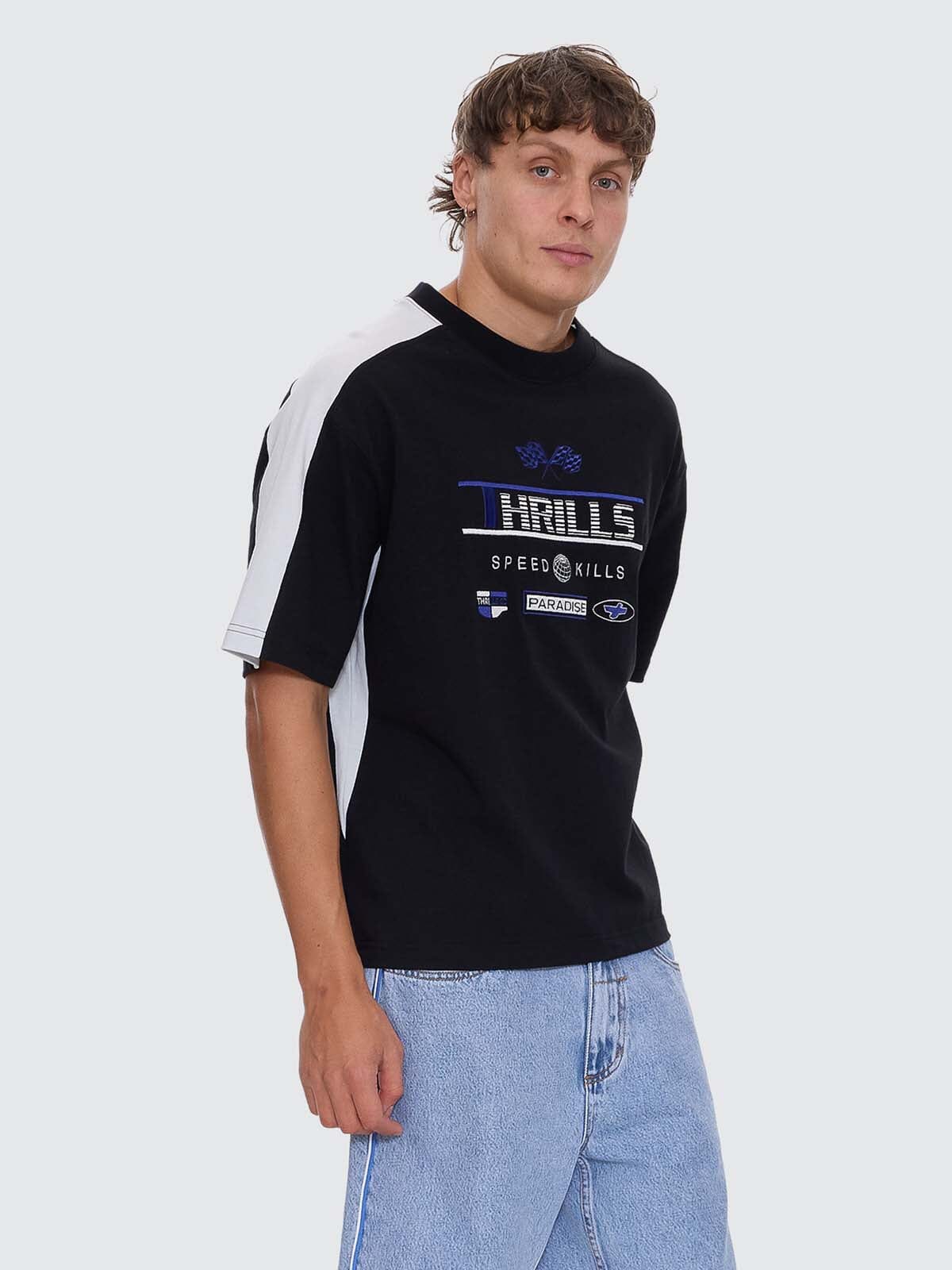 Rapid Fire Panel Box Fit Oversize Cropped Tee - Black XS