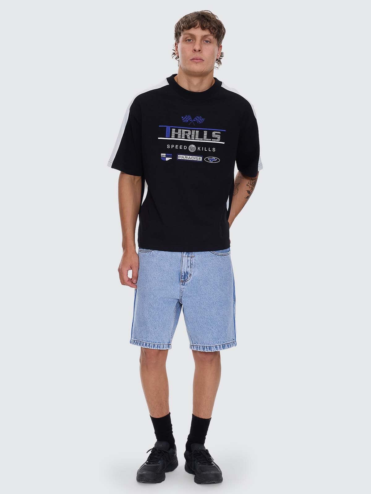 Rapid Fire Panel Box Fit Oversize Cropped Tee - Black XS