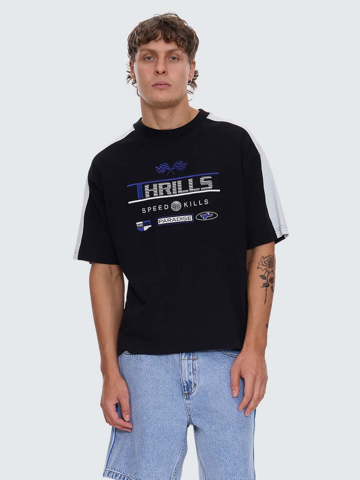 Rapid Fire Panel Box Fit Oversize Cropped Tee - Black XS